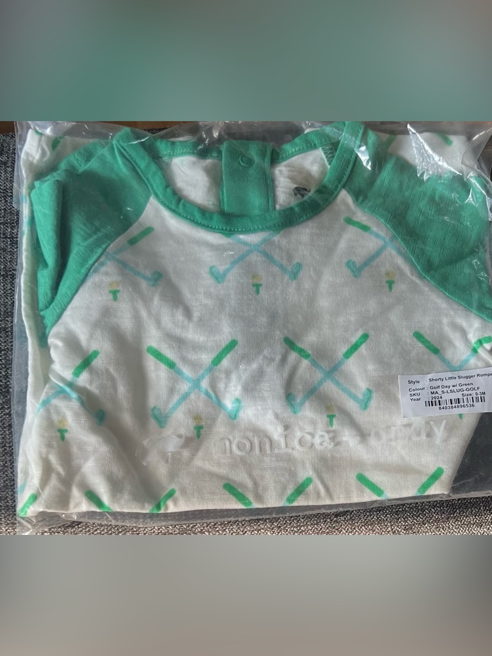 Monica & Andy Shorty Little Slugger Romper Golf Day Gender Neutral 0-3 Month NWT
